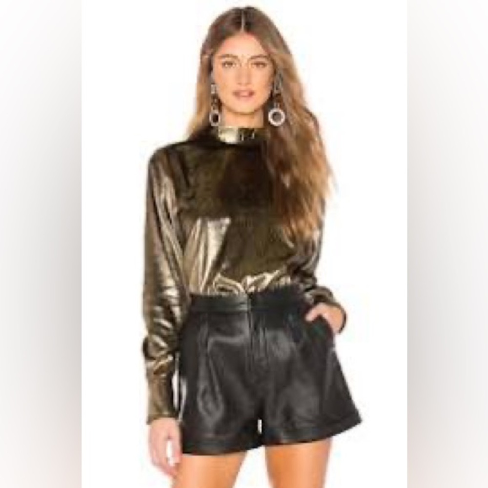LPA Lanette Open Back Metallic Gold top XS